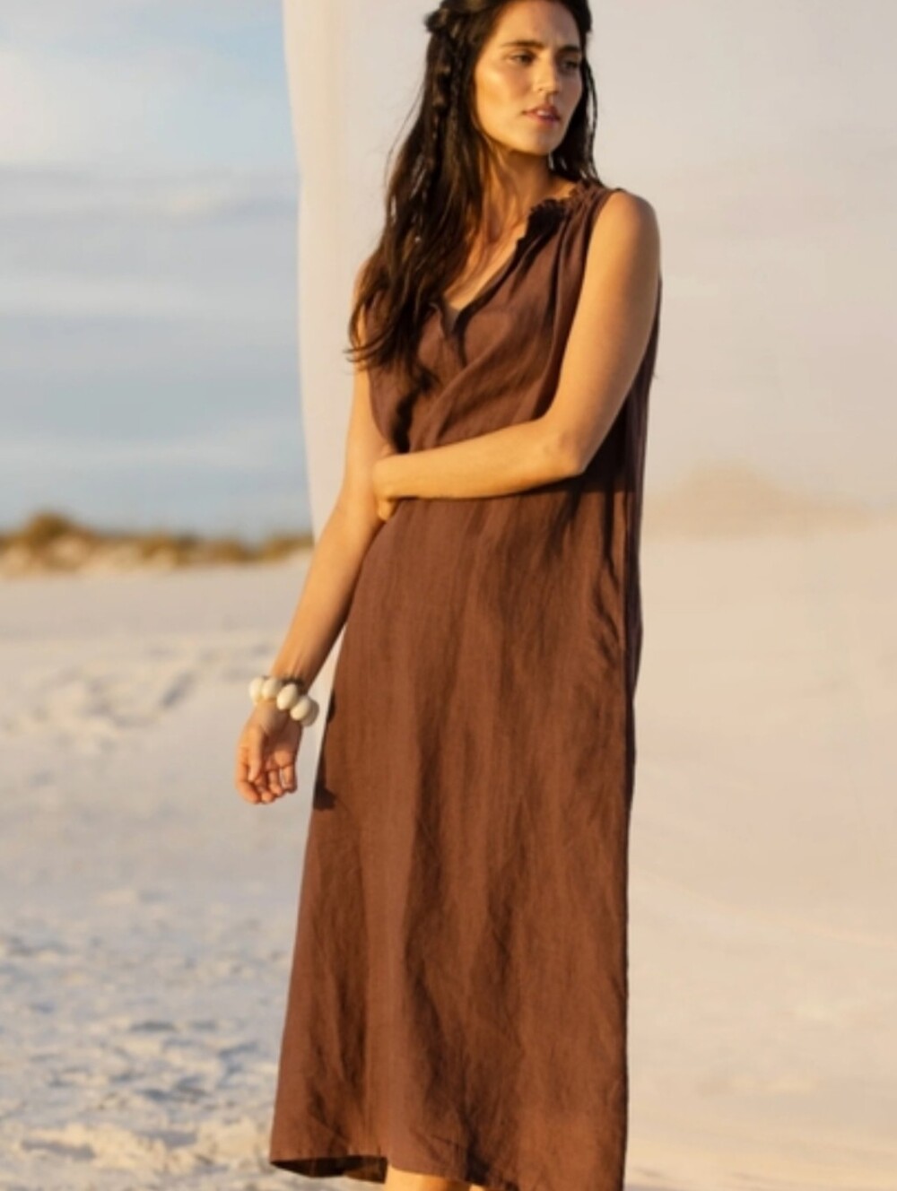 NWT Becasa Betsy Maxi Dress in Chocolate Brown